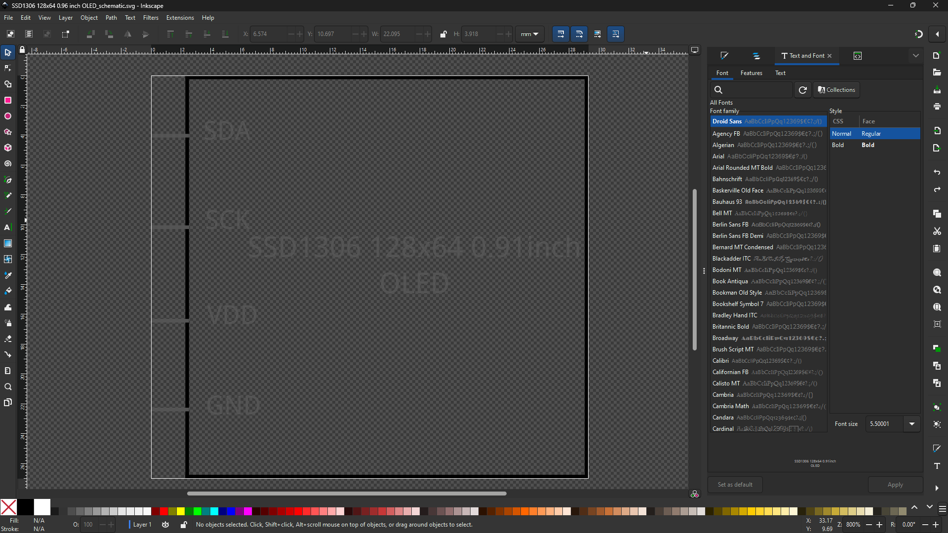 complete schematic view of ssd1306 128x64